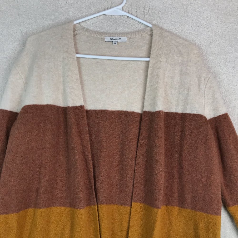 Madewell Kent Long Cardigan Sweater Womens XS Colorblock Wool Alpaca Polyamide - Picture 2 of 10